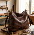 Artisan Crafted Full-Grain Leather Hobo Bag – Parisian Chestnut Edition